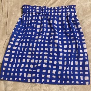 Blue and white checked skirt from a local boutique